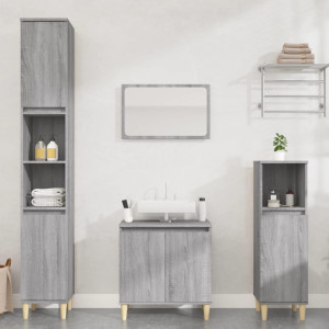 Set de muebles de baño 3 pzas madera contrachapada gris sonoma D