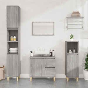 Set de muebles de baño 3 pzas madera contrachapada gris sonoma D