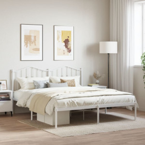 Estructura de cama de metal con cabecero blanco 180x200 cm D