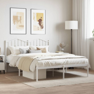 Estructura de cama de metal con cabecero blanca 140x190 cm D