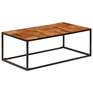 Mesa de centro 110x60x40 cm madera maciza de acacia y acero D