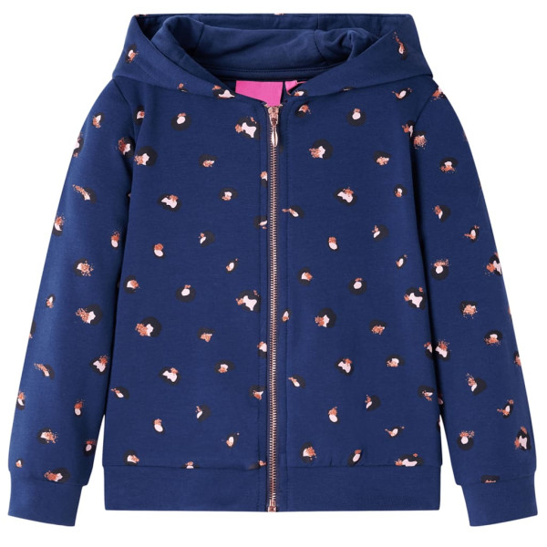 Sudadera para niños con capucha estampado de lunares azul marino 128 D