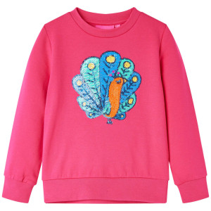 Sudadera niños con diseño pavo real de lentejuelas rosa chillón 116 D