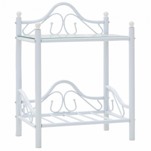 Mesa de dormir de aço e vidro temperado 45x30.5x60 cm branco D