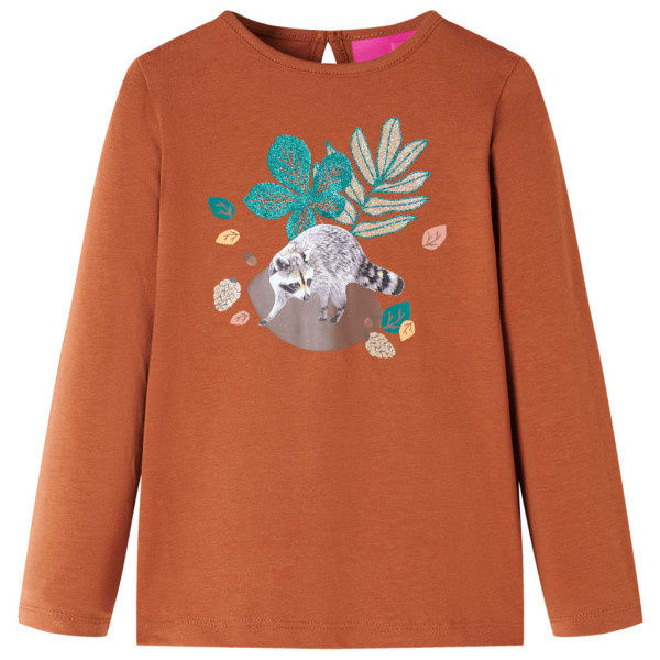 Camiseta de niños manga larga estampado de animal color coñac 116 D