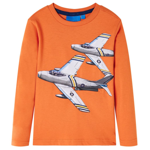 Camiseta para niños manga larga estampado aviones naranja oscuro 128 D