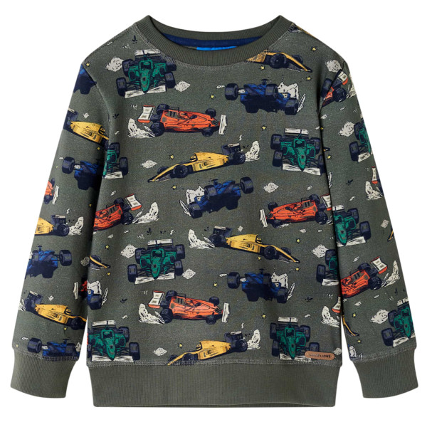 Sudadera para niños con estampado de coches de carreras caqui 104 D