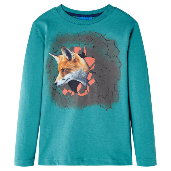 Camiseta para niños manga larga estampado zorro aguamarina oscuro 128 D