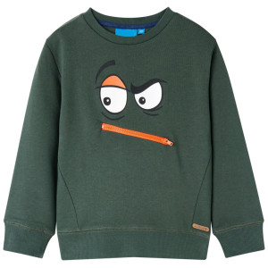 Sudadera para niños con estampado de cara verde oscuro 92 D