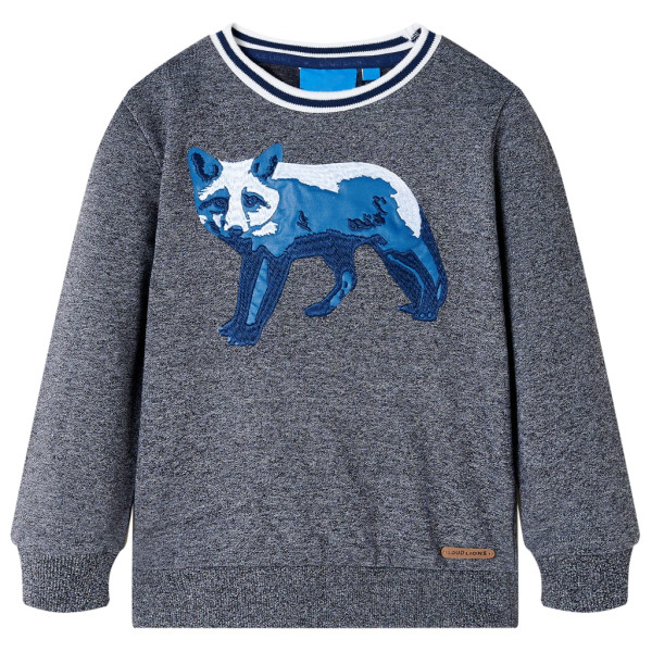 Sudadera para niños con estampado de zorro azul marino mélange 116 D