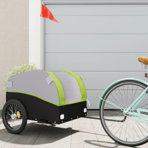 Reboque de carga para bicicletas de ferro preto e verde 45 kg D