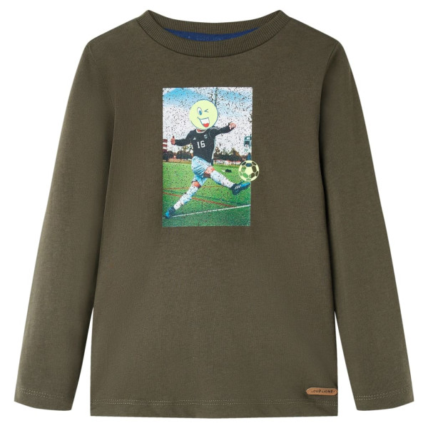 Camiseta de niños con manga larga estampado jugador fútbol caqui 128 D