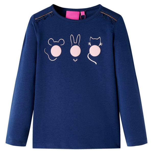 Camiseta para niños manga larga estampado de animales azul marino 104 D