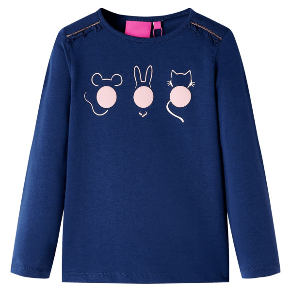 T-shirt infantil mangas compridas mar azul imprimir 128 D