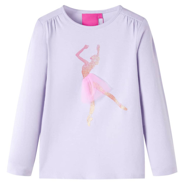 Camiseta para niños de manga larga estampado bailarina lila claro 140 D