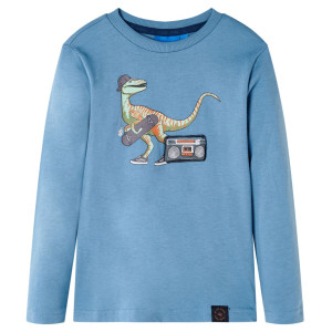 T-shirt infantil impressão manga longa de dinossauro azul médio 92 D