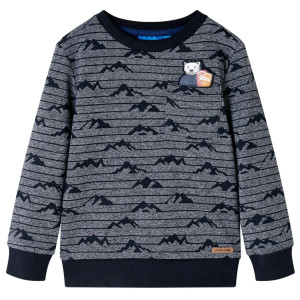 Sudadera para niños con estampado de colinas azul marino mélange 140 D