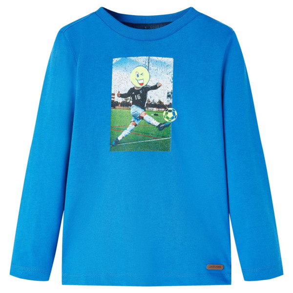 Camiseta niños manga larga estampado jugador fútbol azul cobalto 116 D