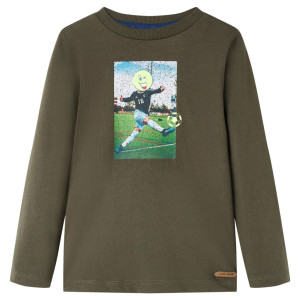 T-shirt infantil com manga comprida impresso jogador futebol caqui 140 D