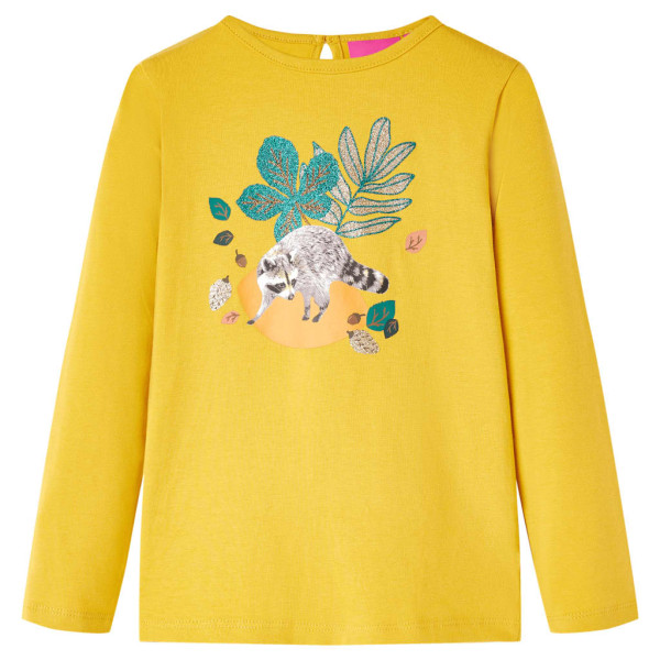 Camiseta para niños manga larga con estampado de animal color ocre 92 D