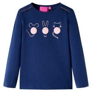 T-shirt infantil mangas compridas mar azul imprimir 140 D