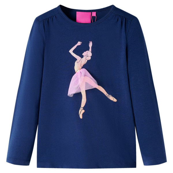 Camiseta para niños de manga larga estampado bailarina azul marino 104 D