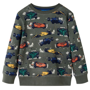 Sudadera para niños con estampado de coches de carreras caqui 140 D