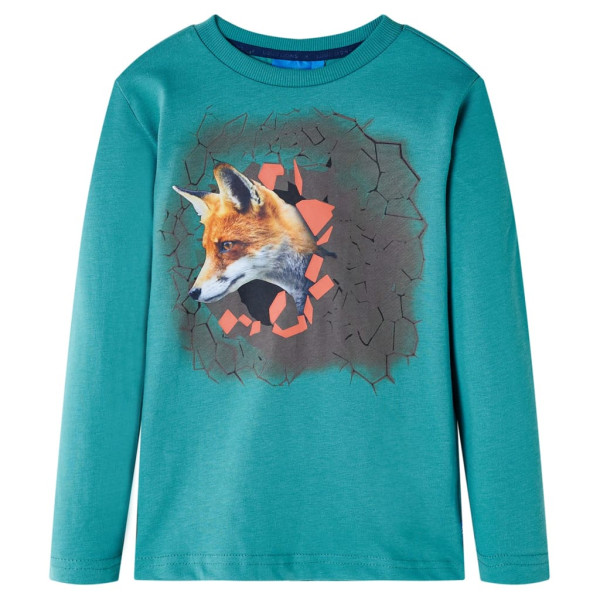 Camiseta para niños manga larga estampado zorro aguamarina oscuro 116 D