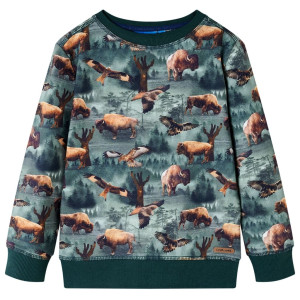 Sudadera para niños con estampado reses y águilas verde oscuro 92 D