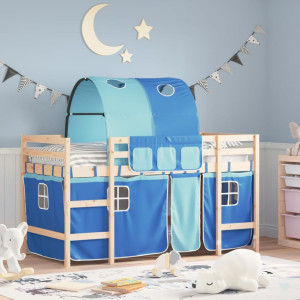 Cama alta para niños con túnel madera pino azul 90x190 cm D