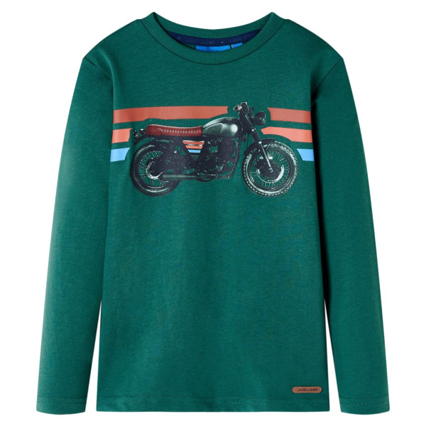 Camiseta para niños manga larga con estampado de moto verde 92 D