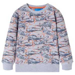 Sudadera para niños con estampado de aviones gris oscuro mélange 104 D