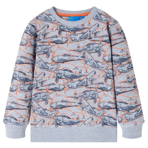 Sudadera para niños con estampado de aviones gris oscuro mélange 116 D