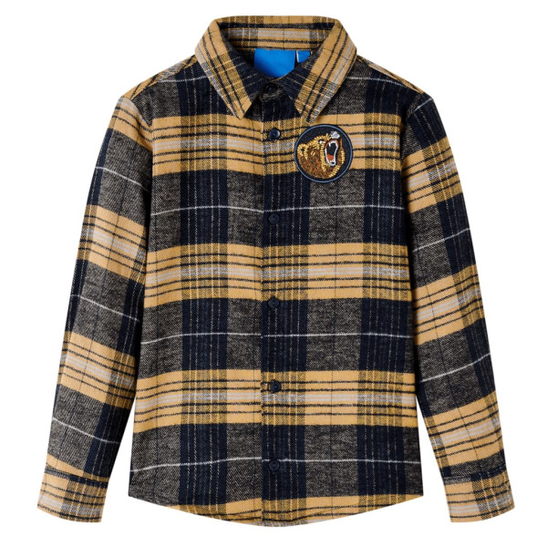 Camisa de niño de cuadros amarillo y negro 116 D