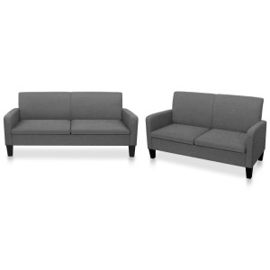 Conjunto de sofás de 2 piezas tela gris oscuro D