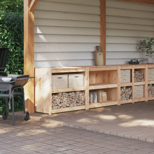 Muebles de cocina de exterior 2 piezas madera maciza de pino D