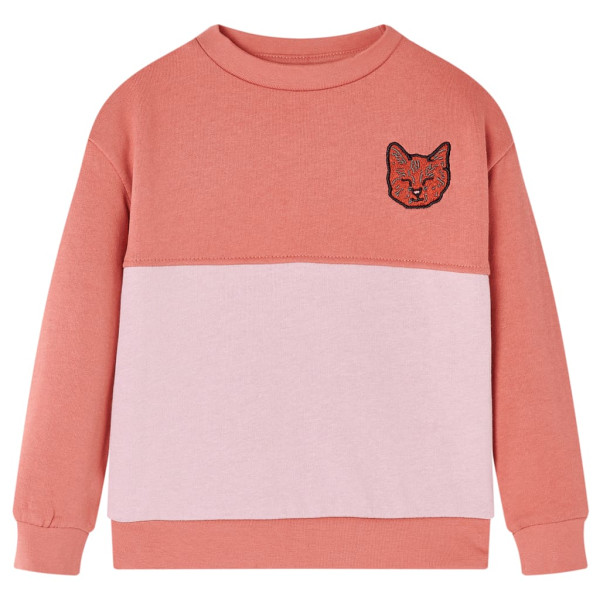 Camiseta para crianças cor bloco desenho gato cor rosa 92 D