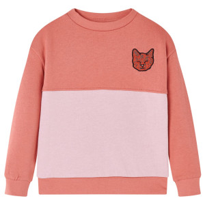 Sudadera para niños bloque de colores dibujo de gato color rosa 116 D