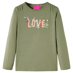 Camiseta para niños de manga larga con estampado texto Love caqui 92 D