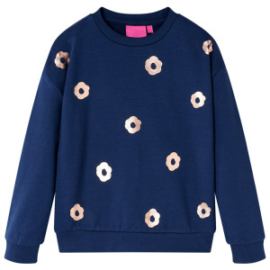 Sudadera para niños con estampado de flores azul marino 128 D