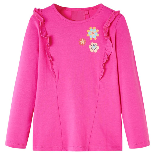 Camiseta para niños de manga larga estampado de flores rosa oscuro 140 D