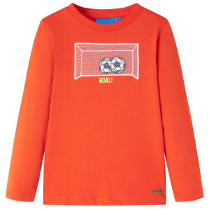 Camiseta niños manga larga diseño portería fútbol naranja brillo 116 D