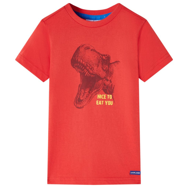 Camiseta para niños con estampado de dinosaurio rojo 104 D