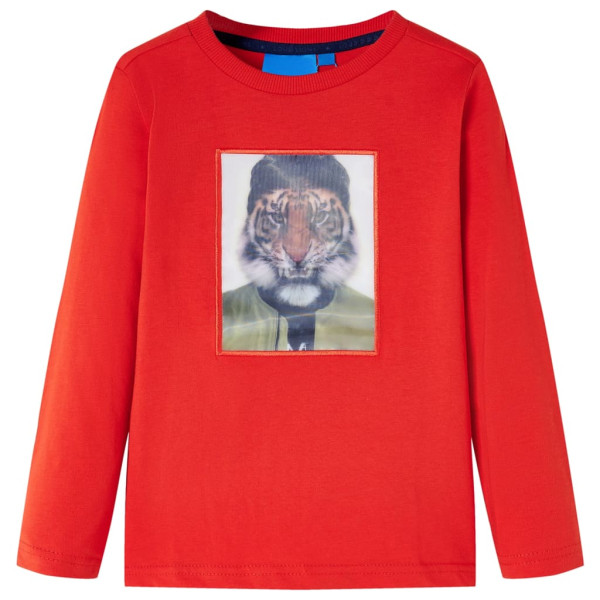 Camiseta para niños de manga larga estampado de tigre rojo 104 D