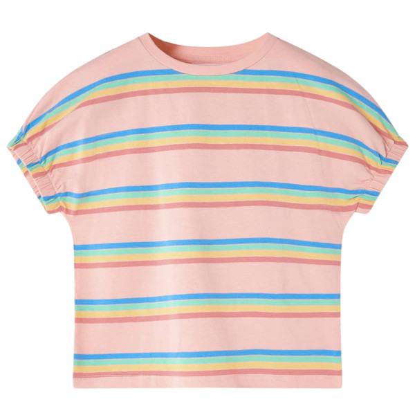 Camiseta para niños estampado rayas de arco iris color melocotón 104 D