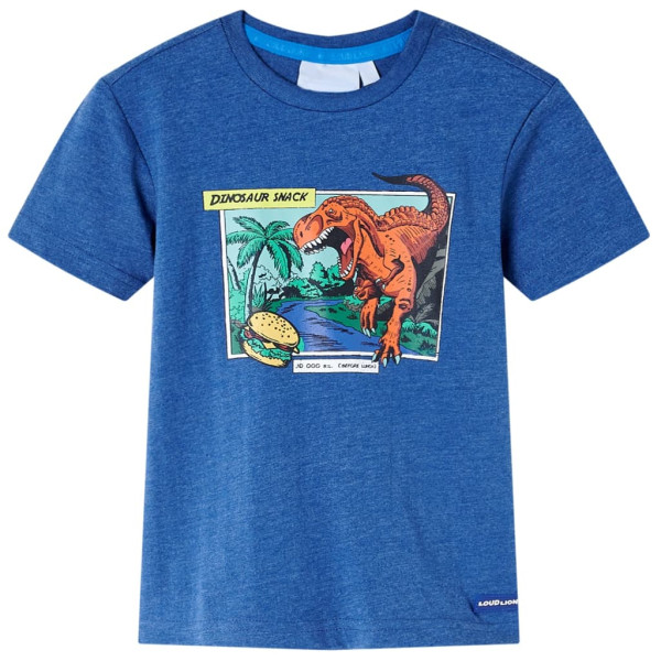 Camiseta para niños con estampado de dinosaurio azul oscuro 116 D