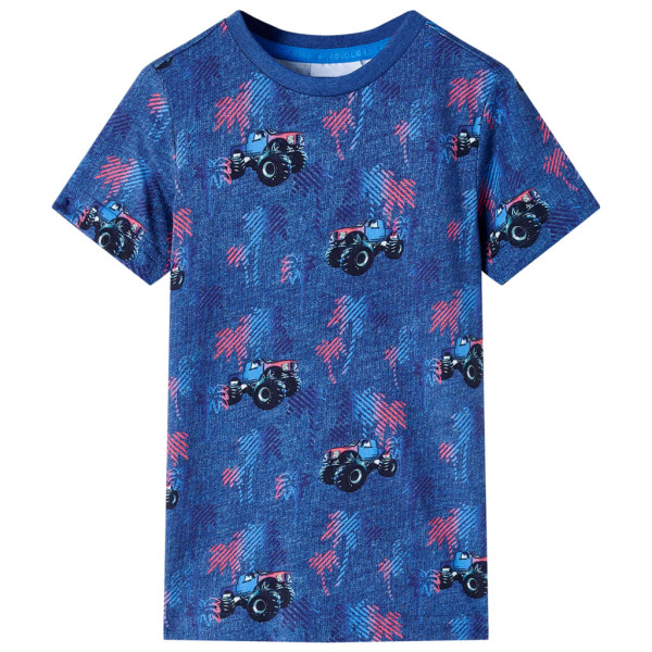 Crianças t-shirt com padrão monstro caminhão escuro azul 92 D