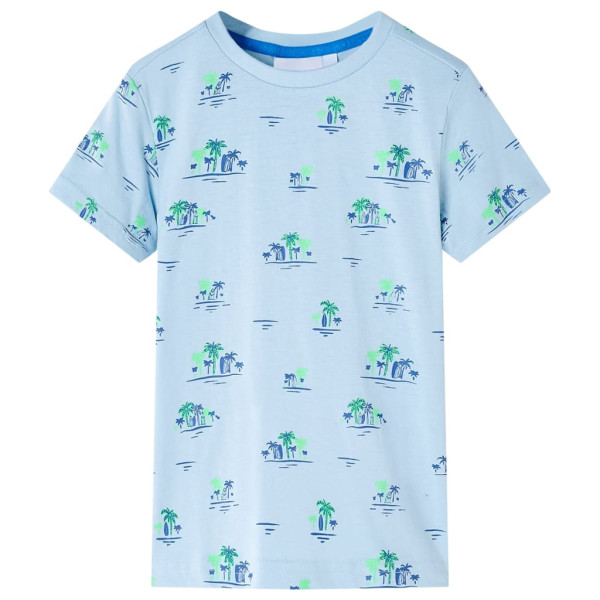 T-shirt para crianças com impressão de coco azul claro 140 D