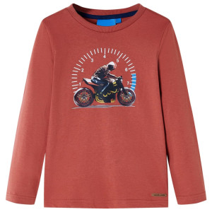 T-shirt para crianças mangas compridas com motocicleta impressão henna 128 D