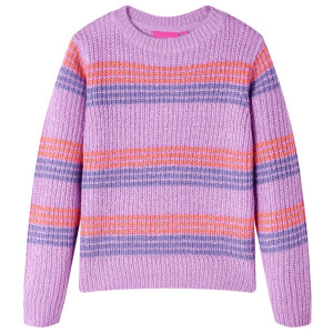 Jersey de punto para niños con rayas color lila y rosa 128 D